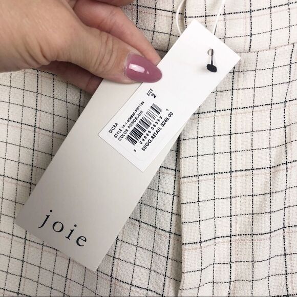 JOIE | Plaid Ankle Pants Porcelain Cotton Size 2 - Picture 10 of 13